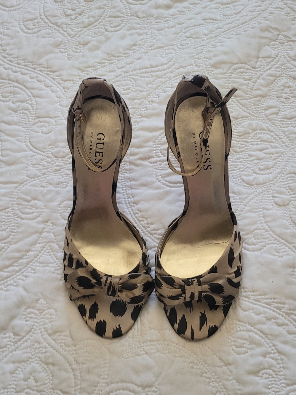 GUESS by Marciano GWTALIA Leopard Satin Heels 6M Y2K Box